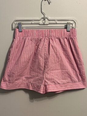 Mable Pink Striped Shorts Elastic Waist Cuffed Hem Lined Small